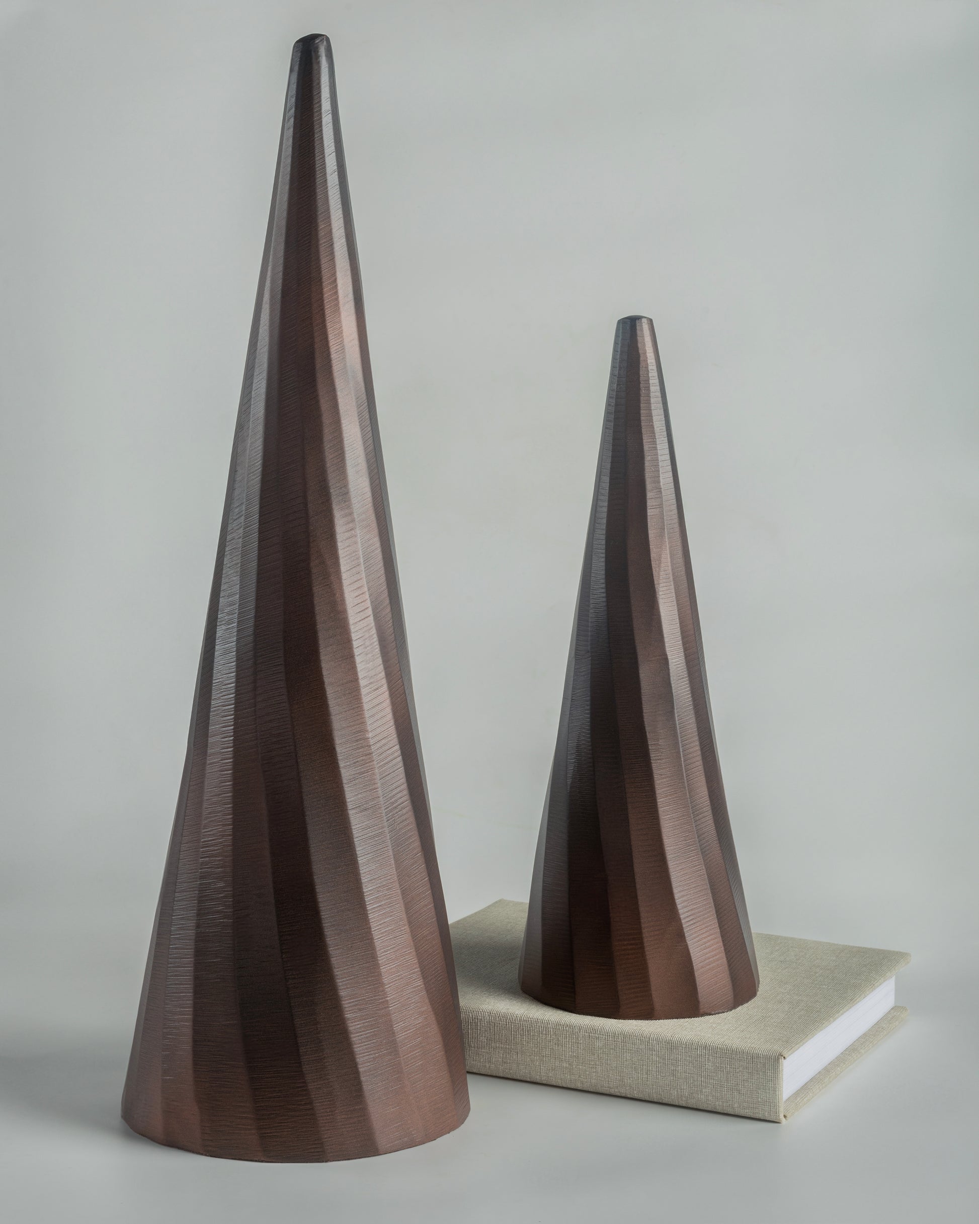 Cone - designer minimalist metal sculpture for contemporary luxury home decor by Olkap