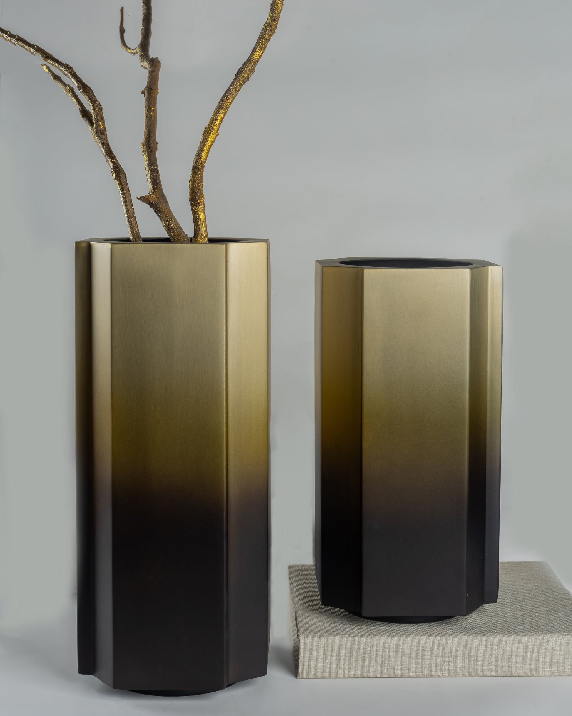 Obsidian - designer geometric metal sculpture for contemporary luxury home decor by Olkap