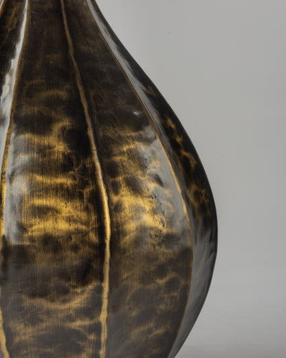 Stria - designer ribbed metal vase for contemporary luxury home decor by OLKAP