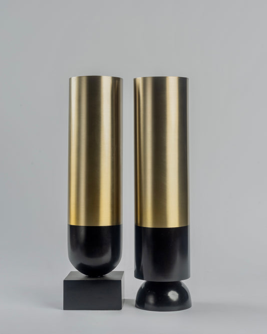 Victor - designer textured metal vase for contemporary luxury home decor by OLKAP