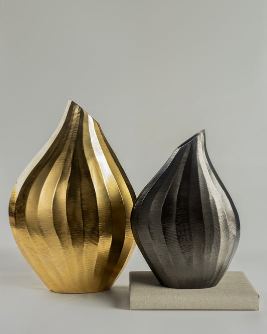 Wavelet - designer wavy metal tray for contemporary luxury home decor by Olkap